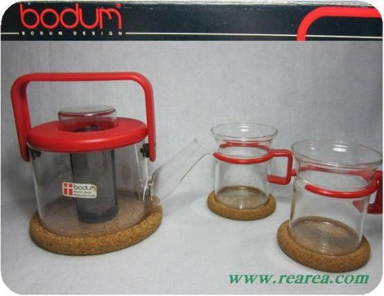 デンマーク製 ボダム bodum ティーポット&耐熱グラス2客 (ボダムデザイン〓昭和レトロ雑貨