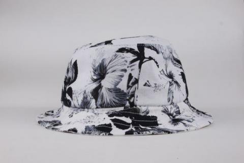 white floral bucket hat