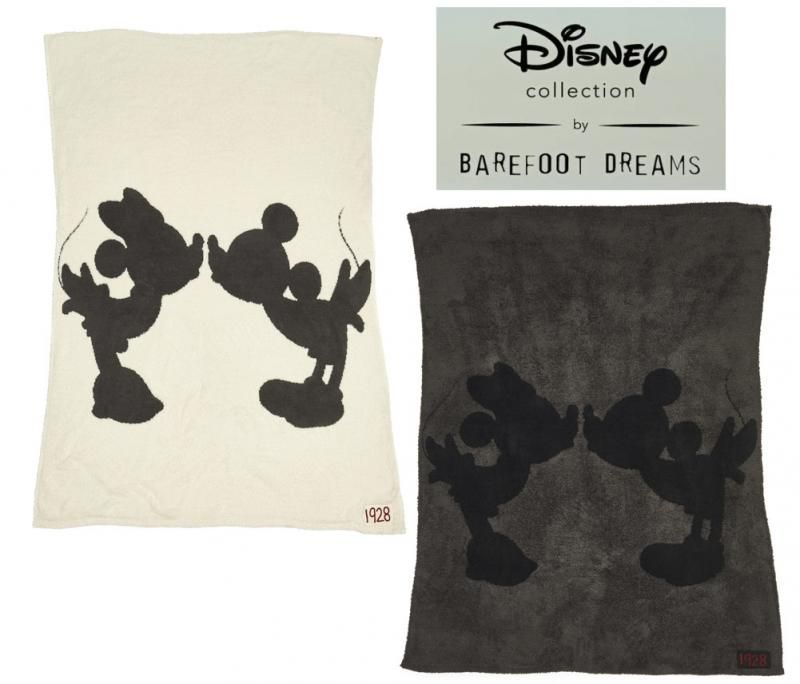 ベアフットドリームス ディズニーコラボ ミッキーマウス ミニーマウス シングルブランケット Barefoot Dreams クリーム カーボングレー Disney Classic Mickey Mouse Minnie Mouse Throw