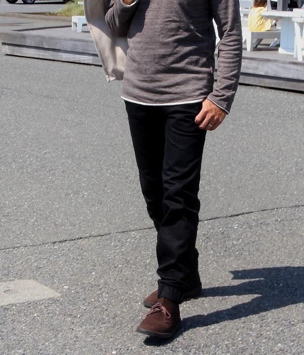 STRETCH BLACK DENIM EASY PANTS