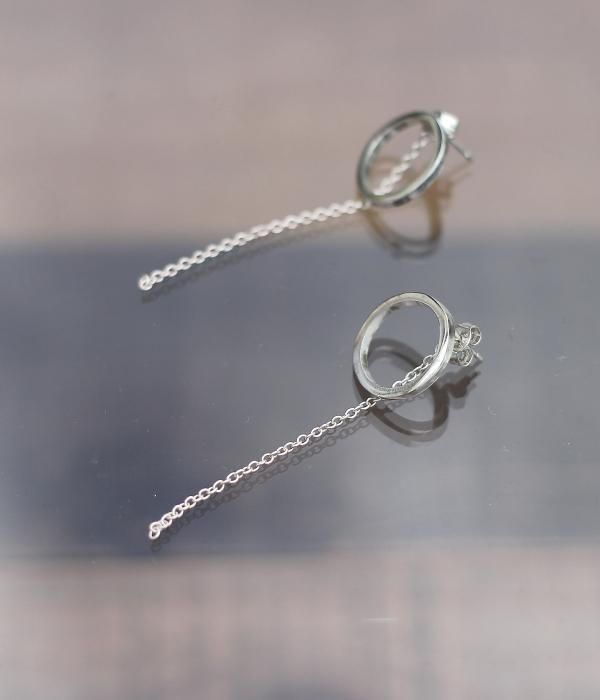 【MARUCO】 SILVER MARU CHAIN PIERCED EARRINGS