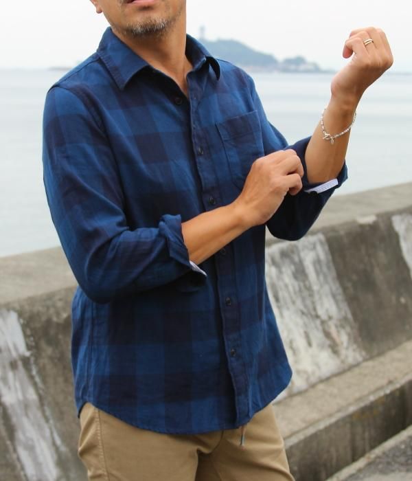 INDIGO BLOCK CHECK SHIRT