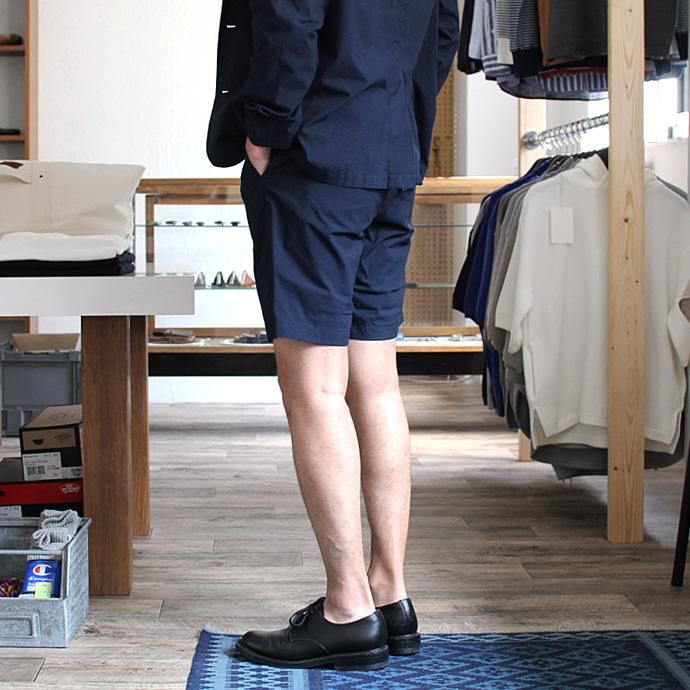 STILL BY HAND コード織シャツ素材ショートパンツ PT0562 - ネイビー 02
