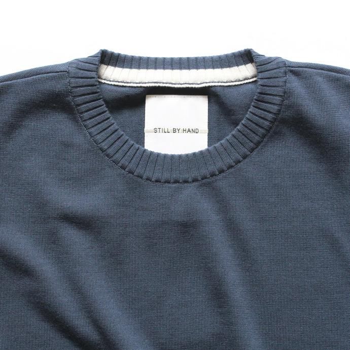 101545967 STILL BY HAND / ハイゲージニット半袖セーター KN0162 - ブルー 02