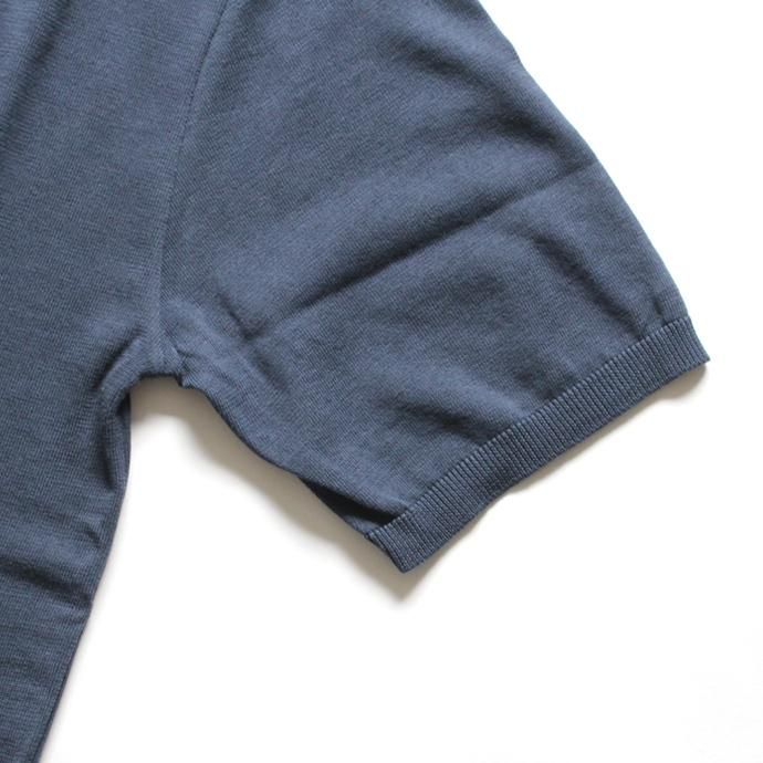 101545967 STILL BY HAND / ハイゲージニット半袖セーター KN0162 - ブルー 02