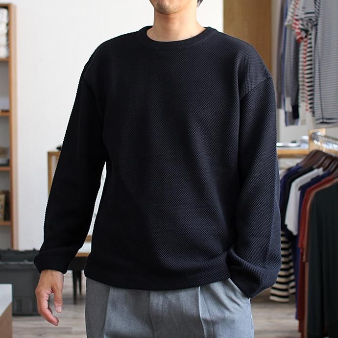 crepuscule crepuscule / moss stitch P/O 鹿の子編みクルーネックプルオーバー 1603-001 - Black 02