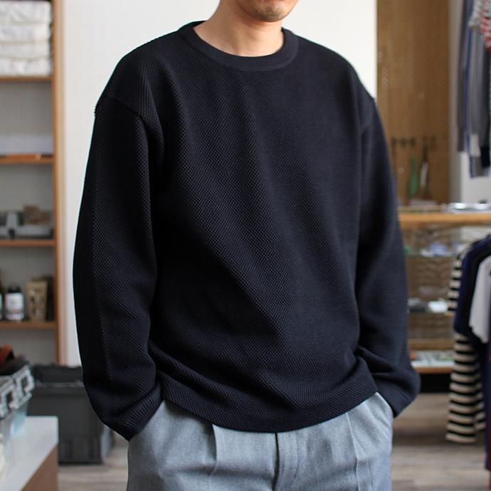 crepuscule crepuscule / moss stitch P/O 鹿の子編みクルーネックプルオーバー 1603-001 - Black 02