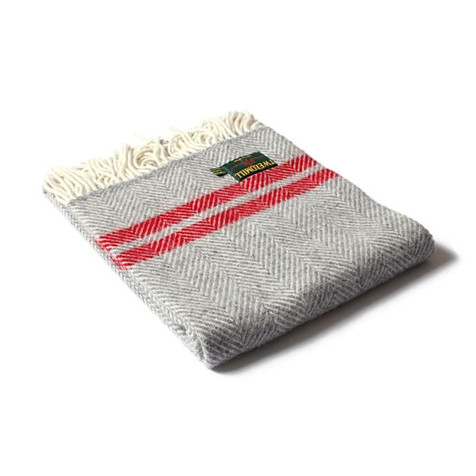 TWEEDMILL TWEEDMILL / ウール ヘリンボーンブランケット - ライン グレー×レッド<img class='new_mark_img2' src='//img.shop-pro.jp/img/new/icons47.gif' style='border:none;display:inline;margin:0px;padding:0px;width:auto;' /> 02