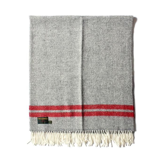 TWEEDMILL TWEEDMILL / ウール ヘリンボーンブランケット - ライン グレー×レッド<img class='new_mark_img2' src='//img.shop-pro.jp/img/new/icons47.gif' style='border:none;display:inline;margin:0px;padding:0px;width:auto;' /> 02