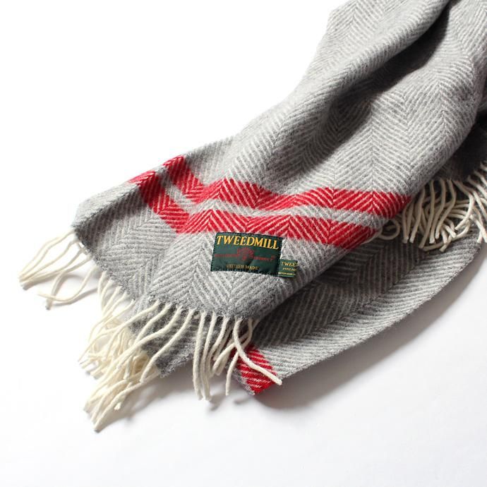 TWEEDMILL TWEEDMILL / ウール ヘリンボーンブランケット - ライン グレー×レッド<img class='new_mark_img2' src='//img.shop-pro.jp/img/new/icons47.gif' style='border:none;display:inline;margin:0px;padding:0px;width:auto;' /> 02