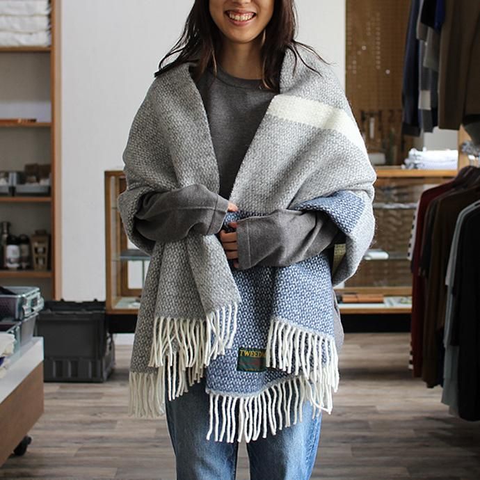 TWEEDMILL TWEEDMILL / イリュージョンパネル ブランケット - ネイビー 02