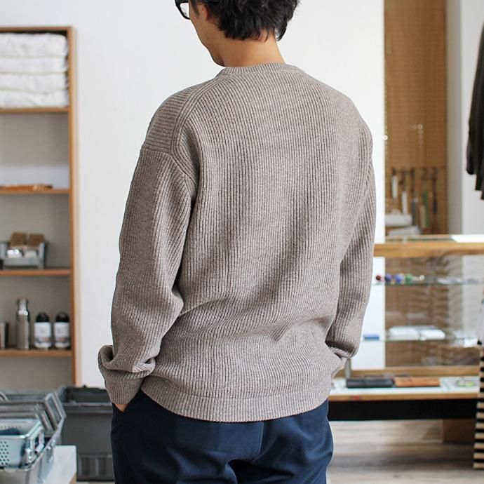 crepuscule crepuscule / Cardigan Rib Stitch L/S 畦編み クルーネックセーター 1603-008 Beige 02