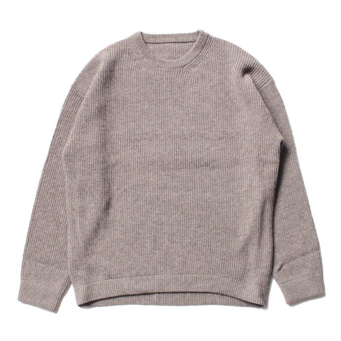 crepuscule crepuscule / Cardigan Rib Stitch L/S 畦編み クルーネックセーター 1603-008 Beige 02