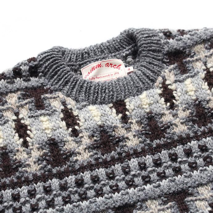 comm. arch. Hand Knitted P/O - Finland ハンドニットローゲージセーター グレー 02