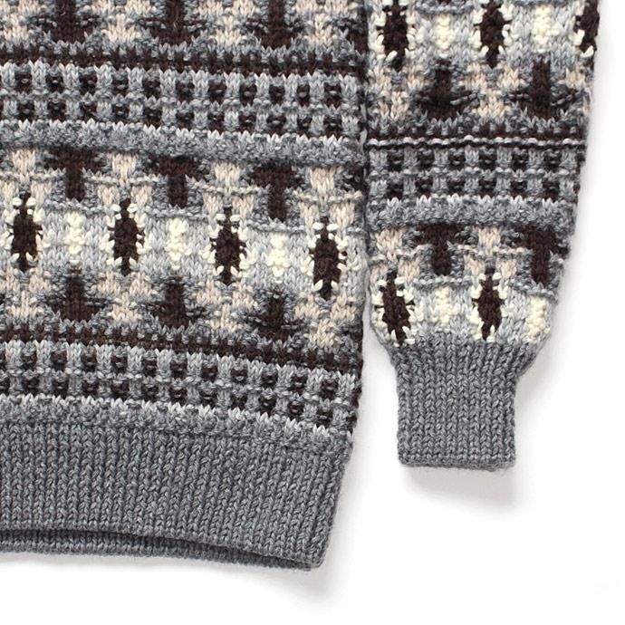 comm. arch. Hand Knitted P/O - Finland ハンドニットローゲージセーター グレー 02