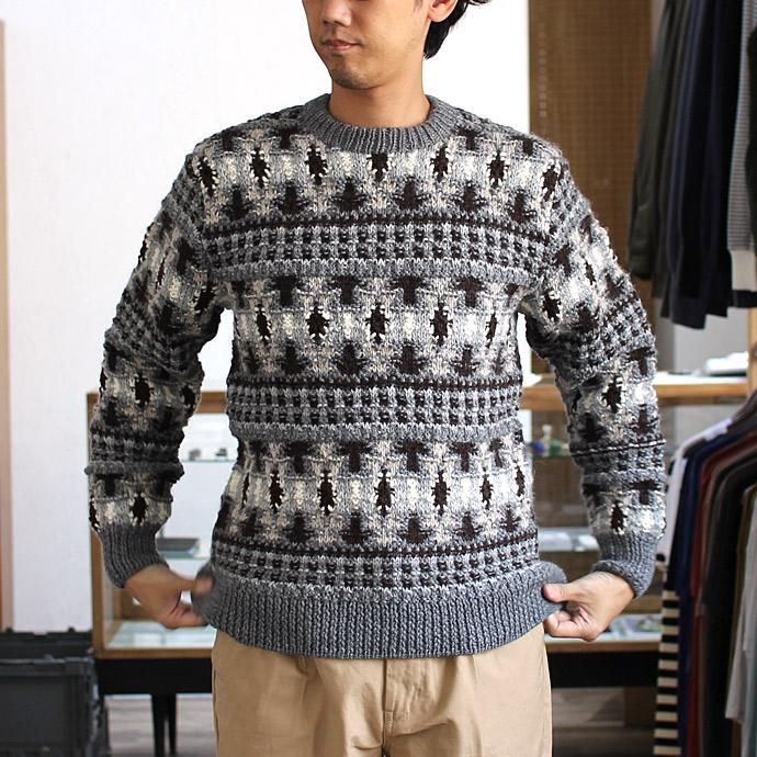 comm. arch. Hand Knitted P/O - Finland ハンドニットローゲージセーター グレー 02