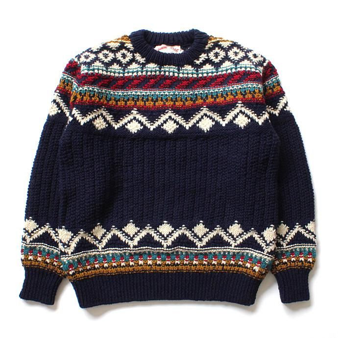 comm. arch. Hand Knitted P/O - Shetland ハンドニットローゲージセーター ネイビー 01