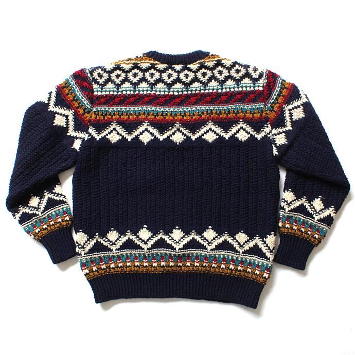 comm. arch. Hand Knitted P/O - Shetland ハンドニットローゲージセーター ネイビー 02