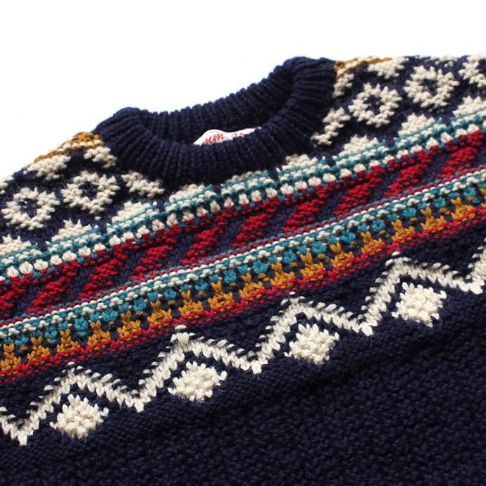 comm. arch. Hand Knitted P/O - Shetland ハンドニットローゲージセーター ネイビー 02