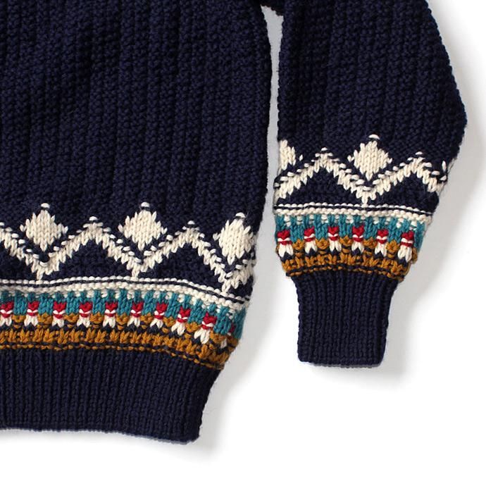 comm. arch. Hand Knitted P/O - Shetland ハンドニットローゲージセーター ネイビー 02
