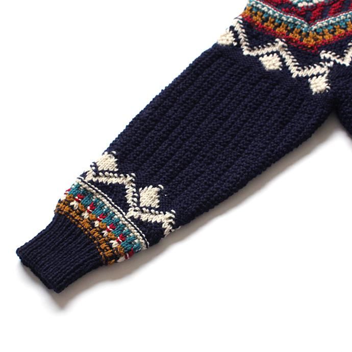 comm. arch. Hand Knitted P/O - Shetland ハンドニットローゲージセーター ネイビー 02
