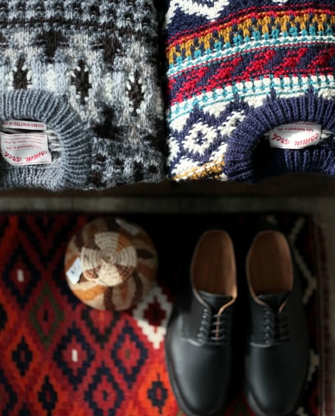 comm. arch. Hand Knitted P/O - Shetland ハンドニットローゲージセーター ネイビー 02