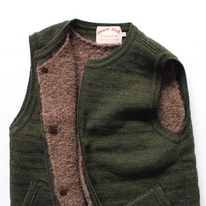 comm. arch. Zipped Downy Vest - Forest Green ジップフロント ニットベスト グリーン<img class='new_mark_img2' src='//img.shop-pro.jp/img/new/icons47.gif' style='border:none;display:inline;margin:0px;padding:0px;width:auto;' /> 02