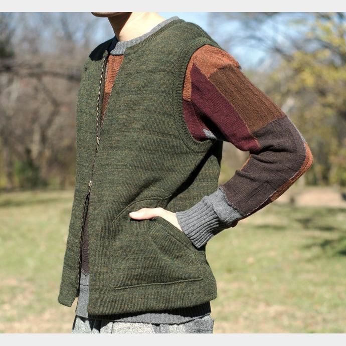 comm. arch. Zipped Downy Vest - Forest Green ジップフロント ニットベスト グリーン<img class='new_mark_img2' src='//img.shop-pro.jp/img/new/icons47.gif' style='border:none;display:inline;margin:0px;padding:0px;width:auto;' /> 02