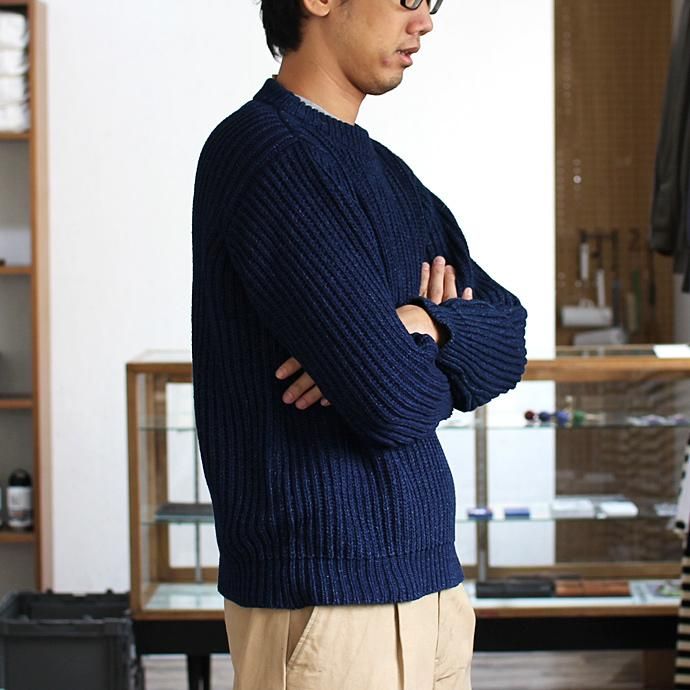 Other Brands Deck Hand / Indigo Fisherman Crew インディゴクルーネックセーター - Dark Indigo ダークインディゴ 02