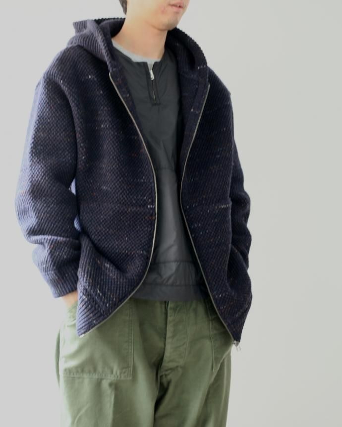 crepuscule crepuscule / Lowgage Knit Parka ローゲージニットパーカー ネイビー 1603-016 - Navy 02