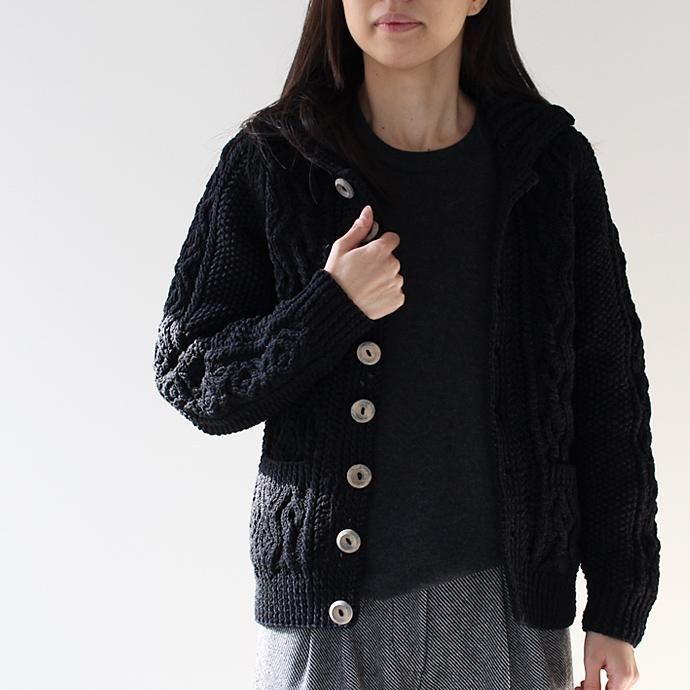 INVERALLAN INVERALLAN / 3A Lumber Cardigan - Black Denim インバーアラン インディゴカーディガン ブラックデニム 02