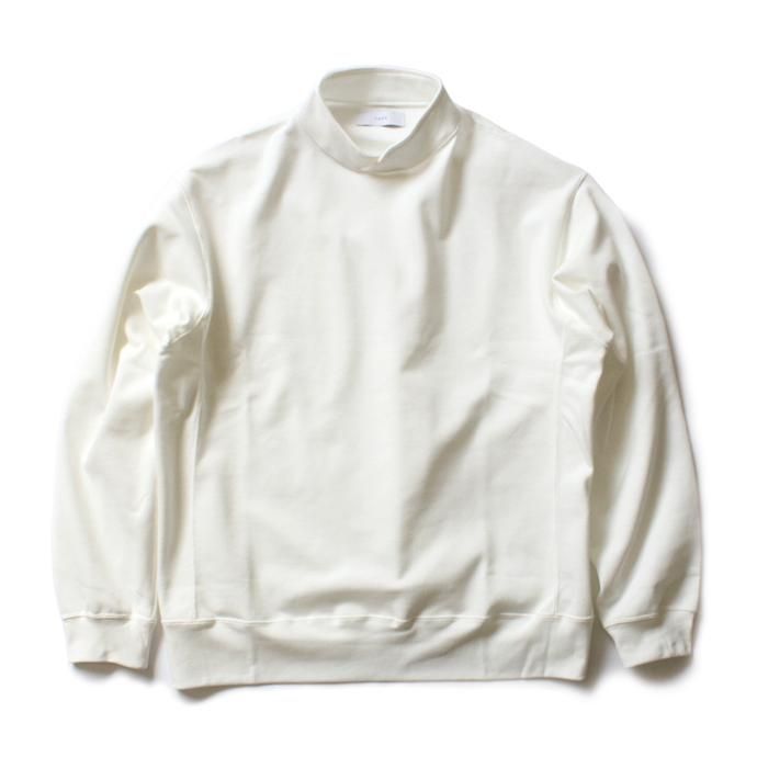 114201518 THEE(シー)/ Hi Neck Sweat ハイネック度詰め鹿の子編みスウェット - White KU-CS-02 01
