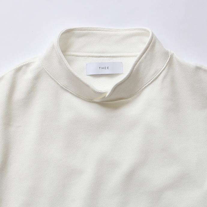 114201518 THEE(シー)/ Hi Neck Sweat ハイネック度詰め鹿の子編みスウェット - White KU-CS-02 02