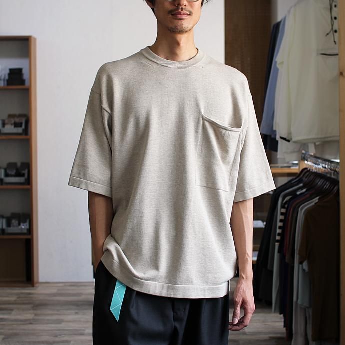 crepuscule crepuscule / Pocket Knit S/S 1701-010 - Graybeige ショートスリーブポケットニット グレーベージュ 02