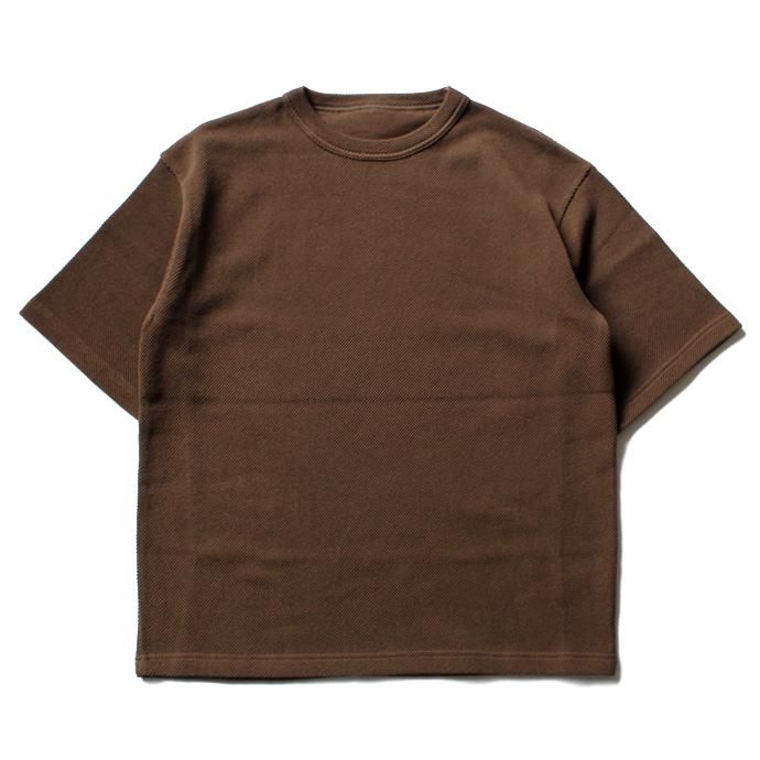 crepuscule crepuscule / Highgage Moss Stitch S/S Cutsew 1701-011 - Brown ハイゲージ鹿の子ショートスリーブニット ブラウン 01