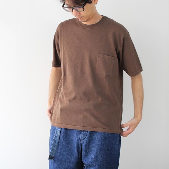STILL BY HAND ハイゲージ半袖ニットポケT KN0172 - ホワイト 02