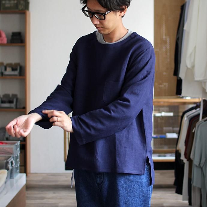 THEE Linen Long Sleeve Tee LV-CS-04 リネンロングスリーブT ネイビー<img class='new_mark_img2' src='//img.shop-pro.jp/img/new/icons47.gif' style='border:none;display:inline;margin:0px;padding:0px;width:auto;' /> 02