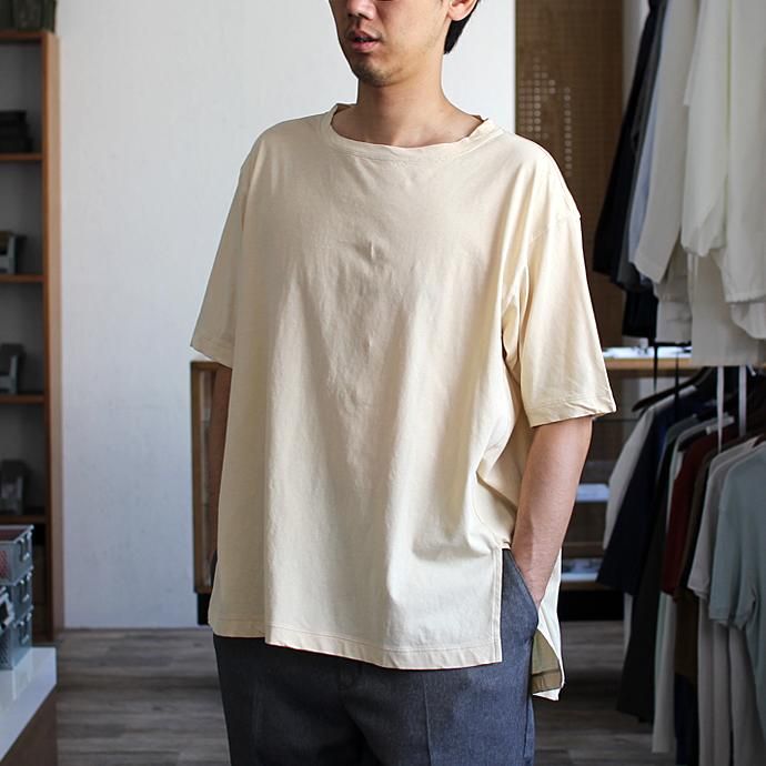smoothday ユニセックス テクノラマ オーバーサイズ スリットTシャツ SG-T001-004 Ecru 01