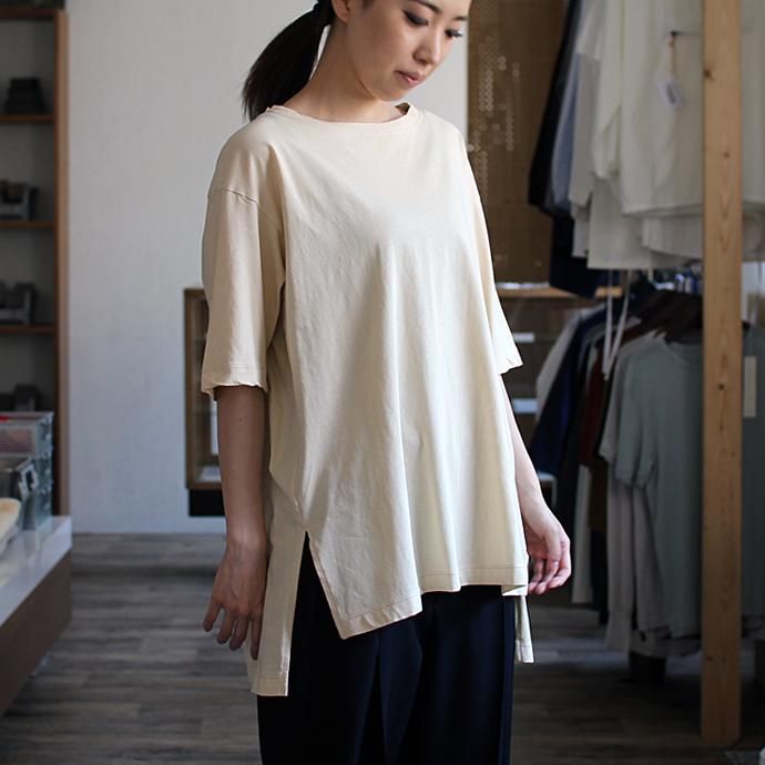 smoothday ユニセックス テクノラマ オーバーサイズ スリットTシャツ SG-T001-004 Ecru 02