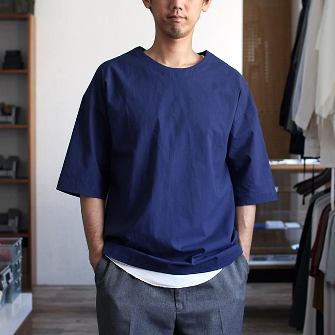 THEE Oversize Tee RN-CS-01 シャツ素材オーバーサイズTシャツ ネイビー 01