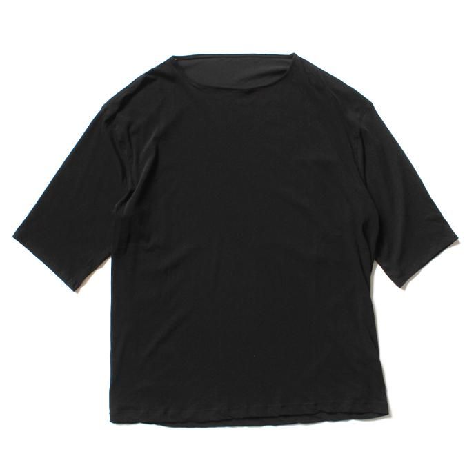 smoothday ユニセックス コズモラマ ハイゲージ天竺 オーバーサイズ 七分袖Tシャツ SH-T001-001 Black 01