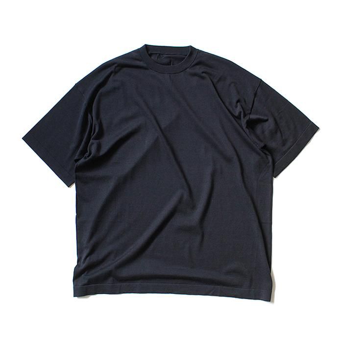 crepuscule crepuscule / S/S Knit Tee 1703-001 - Navy シルク混ハイゲージ半袖ニットT ネイビー 01