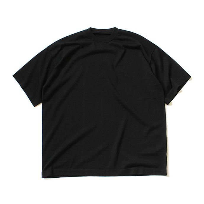 crepuscule crepuscule / S/S Knit Tee 1703-001 - Black シルク混ハイゲージ半袖ニットT ブラック 01