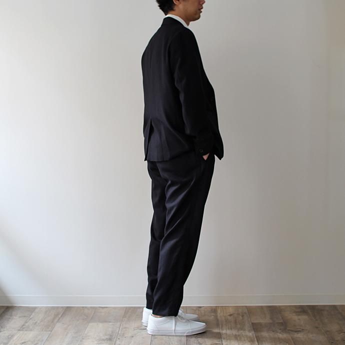 122210025 STILL BY HAND / マルチファブリック ウールパンツ PT0573 ネイビー 02
