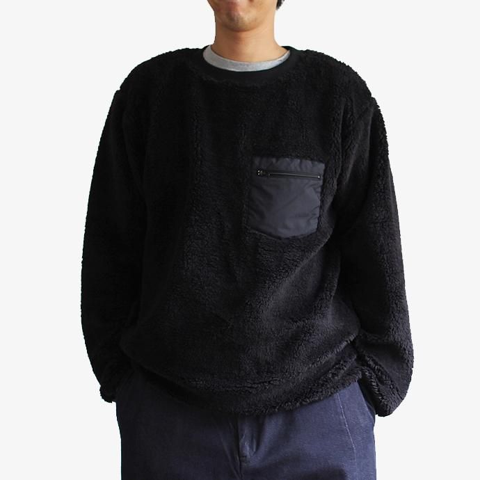 Powderhorn Mountaineering Pile Crew フリース クルーネックプルオーバー - Black 01