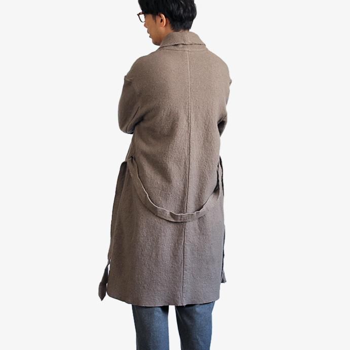 blurhms BHS-C17FW06 Shrink Cotton-Wool Roll Coat - Grey Beige 圧縮ウール/コットン ガウンコート ベージュ 02