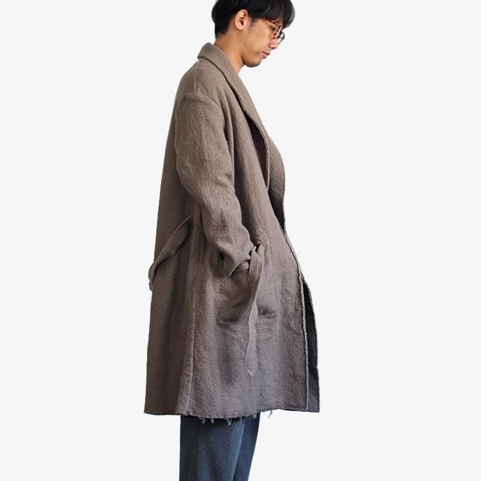 blurhms BHS-C17FW06 Shrink Cotton-Wool Roll Coat - Grey Beige 圧縮ウール/コットン ガウンコート ベージュ 02