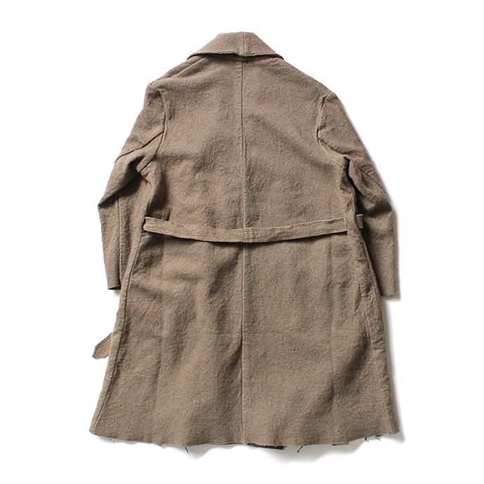 blurhms BHS-C17FW06 Shrink Cotton-Wool Roll Coat - Grey Beige 圧縮ウール/コットン ガウンコート ベージュ 02