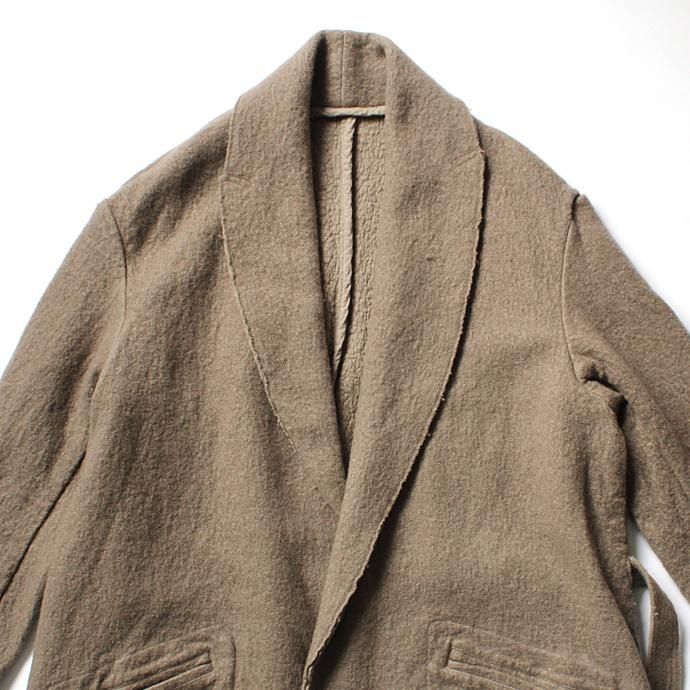 blurhms BHS-C17FW06 Shrink Cotton-Wool Roll Coat - Grey Beige 圧縮ウール/コットン ガウンコート ベージュ 02