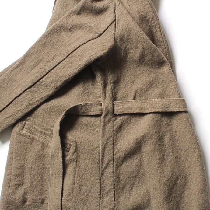 blurhms BHS-C17FW06 Shrink Cotton-Wool Roll Coat - Grey Beige 圧縮ウール/コットン ガウンコート ベージュ 02